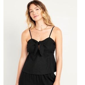 NWT! OLD NAVY | Black Tie Front Linen Top (size medium)